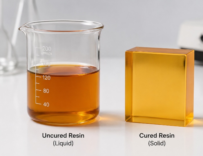 Solid resin and liquid resin