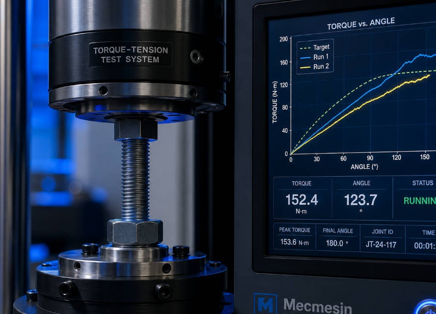 torque-tension testing machine with real-time data display