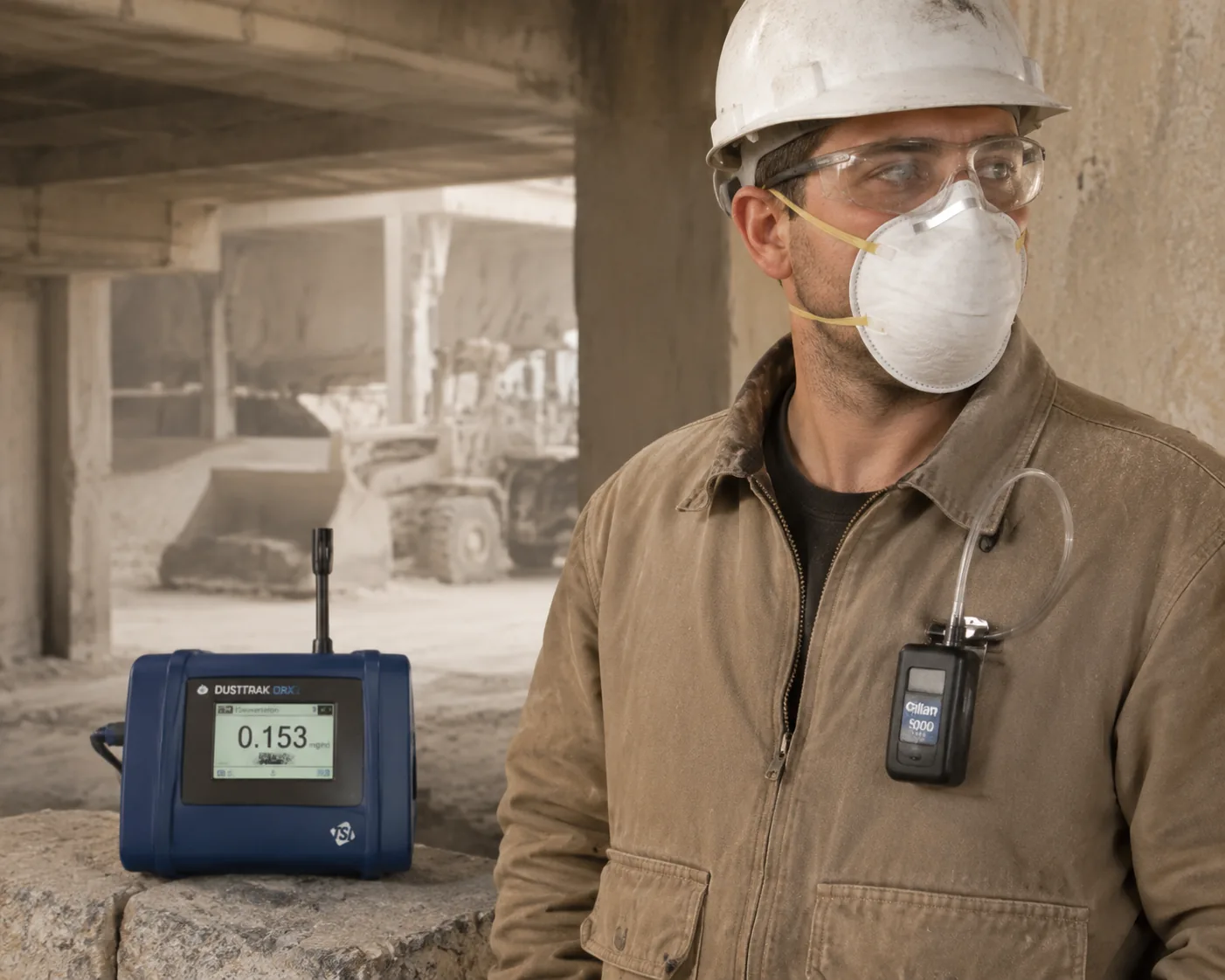 Silica testing — personal air sampling pump with cyclone and filter cassette for respirable crystalline silica per OSHA and NIOSH 7500, at Beijing ZKGX Research.