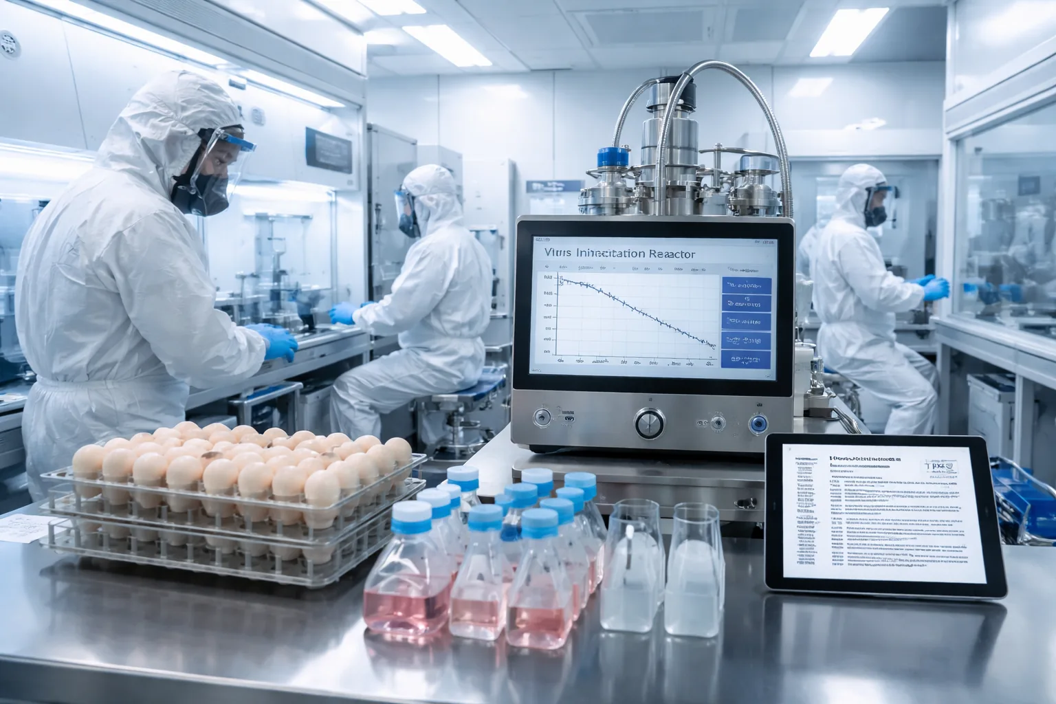 Vaccine virus inactivation testing — formaldehyde/BPL/BEI inactivation kinetics and egg-passage verification per WHO TRS, at Beijing ZKGX Research.