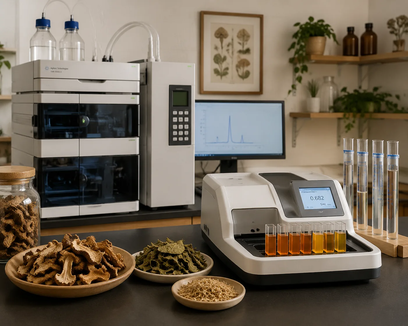 Polysaccharide testing — phenol-sulfuric acid reaction and HPGPC-MALS molecular weight analysis of mushroom and herbal polysaccharides, at Beijing ZKGX Research.