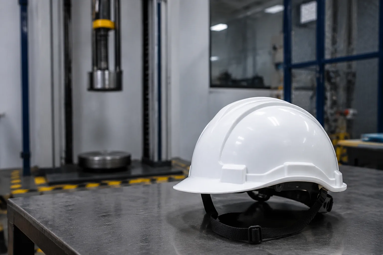 Safety helmet testing to GB 2812.1, EN 397, EN 14052 and ANSI Z89.1: shock absorption, penetration and retention criteria compared across standards.
