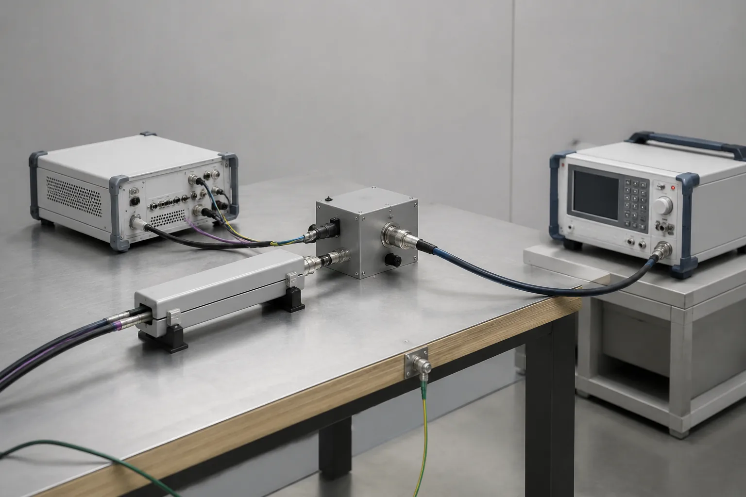 EFT burst immunity testing: EUT connected by cables to a CDN box and a capacitive coupling clamp under signal cables, Beijing ZKGX Research.